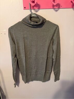 MASSIMO DUTTI SILK COTTON CASHMERE BLEND Grey Turtleneck